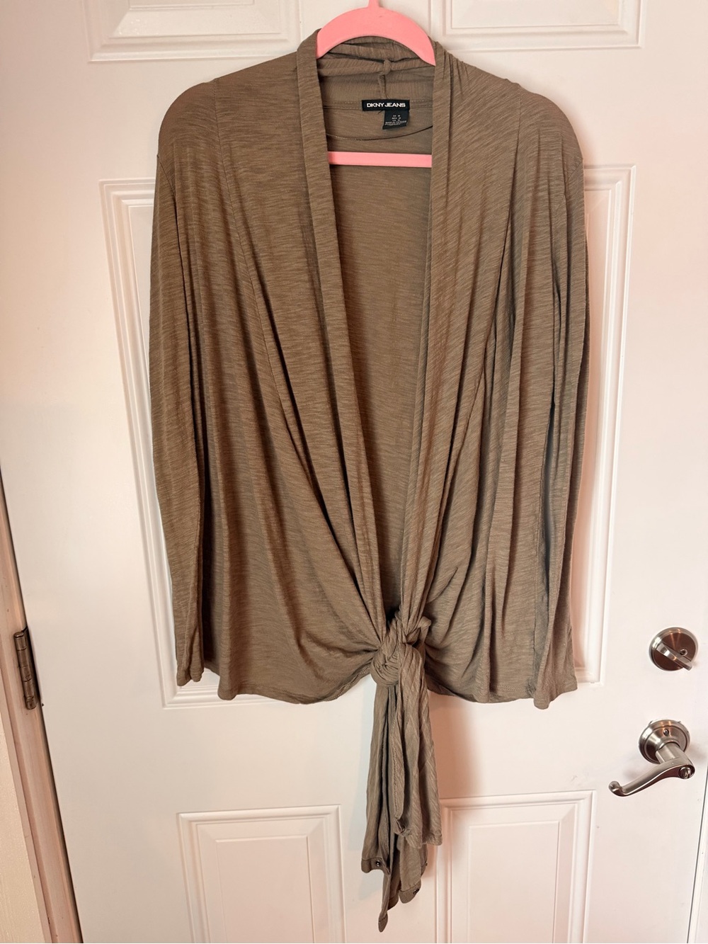 Dkny Taupe Tie-Front Lightweight Cardigan